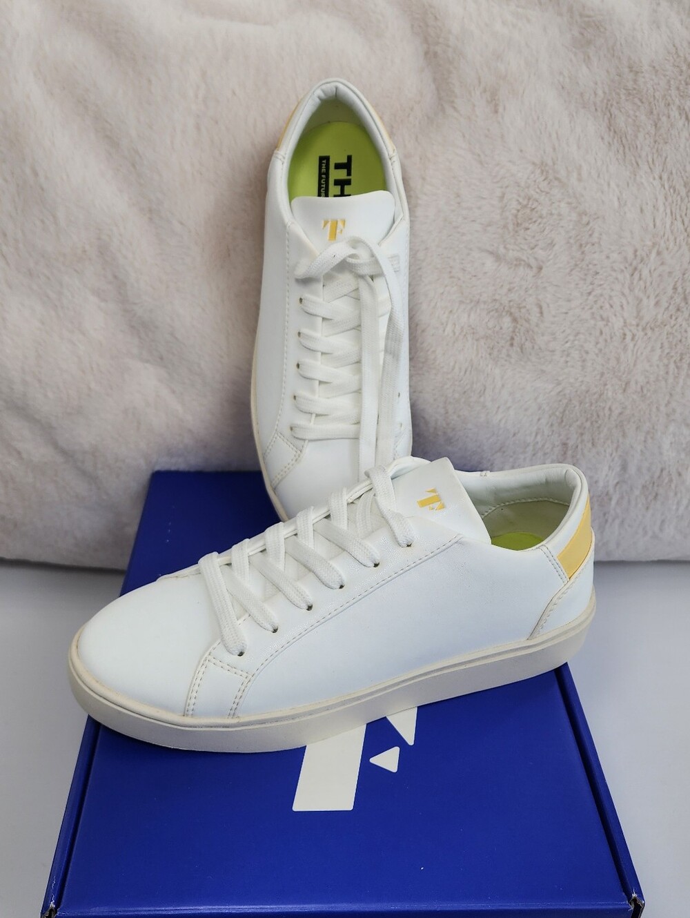 Thousand Fell Women's Lace-Up White-Yellow Vegan Sneakers Size 7W